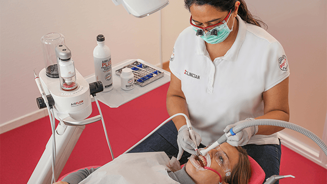 a patient undergoing Guided Biofilm Therapy in Colchester