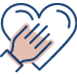 Hand grabbing a love heart icon