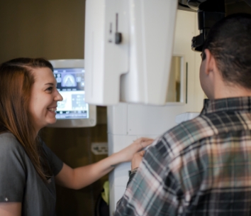 Dental team member capturing digital x ray scans